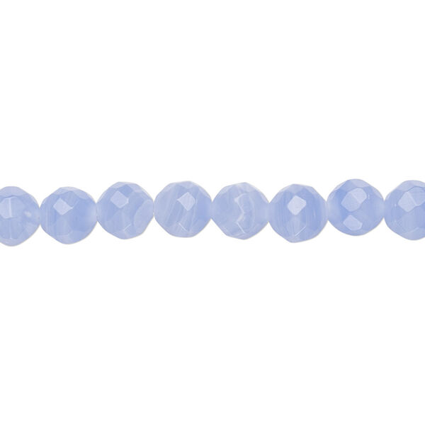 Bead, blue lace "agate" (resin) (imitation), blue and white, 6mm faceted round. Sold per 15-1/2" to 16" strand. image number 0