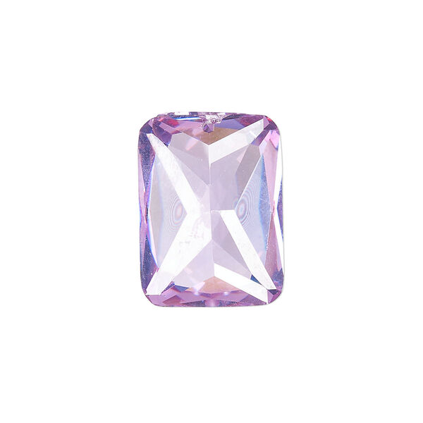 Drop, glass, pkg/1, 20x15mm top-drilled emerald-cut rectangle, translucent purple. image number 0
