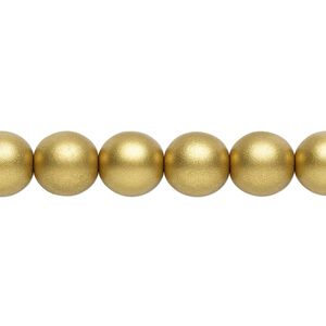 Bead, Czech glass druk, opaque satin metallic bronze, 10mm round. Sold per 15-1/2" to 16" strand.