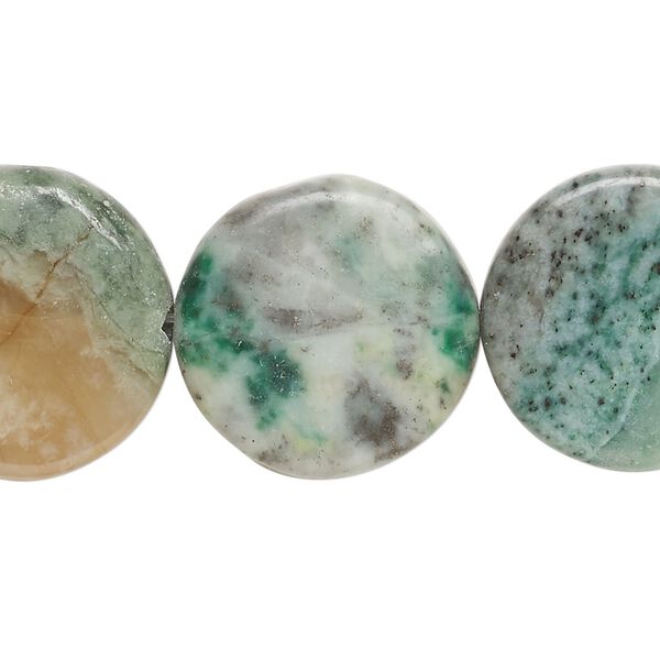 Multi-gemstone 1pkg1, flat round bead natural 15 inch 18-20mm image number 0