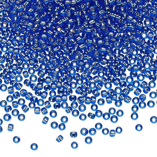 Seed bead, TOHO BEADS®, glass, pkg/250g, #11 round, transparent silver-lined sapphire (TR-11-35). image number 0