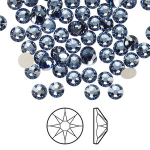 Flat back 1440pk denim blue foil back, Swarovski® 4.6-4.8mm rose round SS20 2088