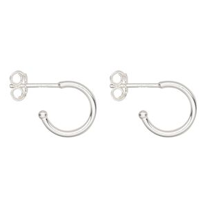 Earring 1pkg2 sterling silver, 12mm 0.75 hoop / earnuts, 1 pair