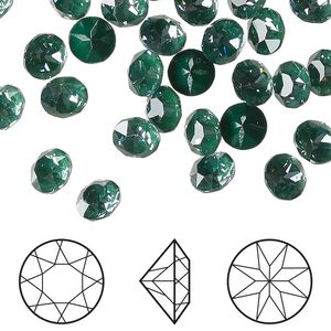 Chaton 12pk crystal pine green ignite LacquerPRO, Crystal Passions® 6.14-6.32mm round SS29 1088