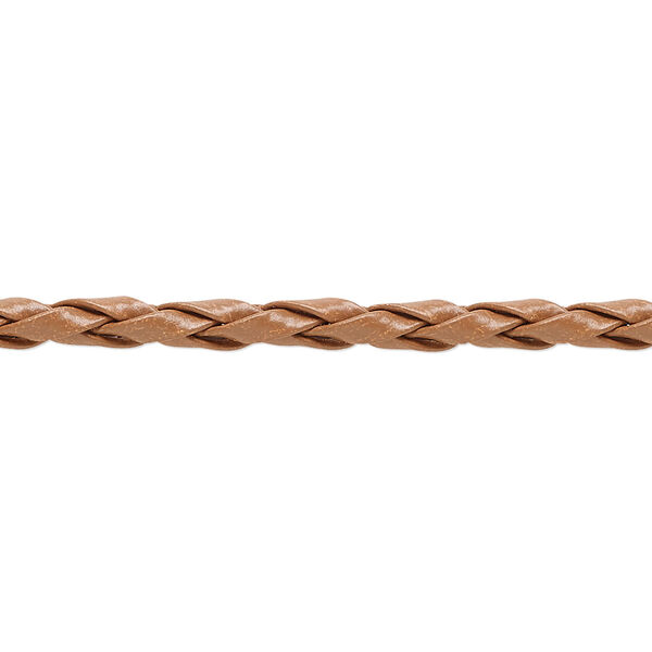 Bolo cord, leatherette, tan, 3.5-4mm textured round. Sold per pkg of (10) 36-inch lengths. image number 0