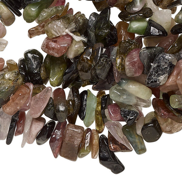 Bead, multi-tourmaline (natural), small to extra-large hand-cut chip, Mohs hardness 7 to 7-1/2. Sold per 35-inch strand. image number 0
