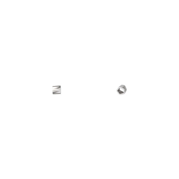 Bead, sterling silver, 2x1.5mm twisted tube. Sold per pkg of 50. image number 0