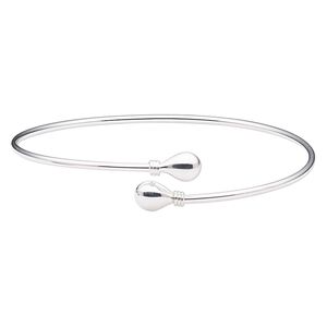 Bracelet, cuff, Create Compliments®, sterling silver, 2mm wide with 9x7mm teardrop, 8-inch adjustable. Sold individually.