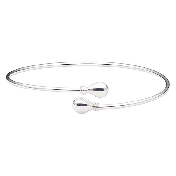 Bracelet, cuff, Create Compliments®, sterling silver, 2mm wide with 9x7mm teardrop, 8-inch adjustable. Sold individually. image number 0