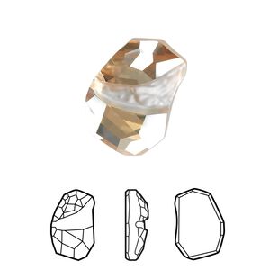 Fancy stone 1pk crystal golden shadow foil back, Crystal Passions® 19x13mm flat divine rock 4787