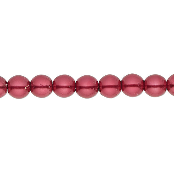 Bead, glass pearl, coated glass, wine, 6mm round. Sold per 18 " strand, approximately 80 beads. image number 0