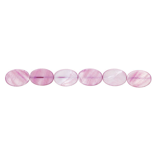 Mother-of-pearl shell 1pkg1, flat oval bead 15 inch light violet 34x24mm-35x25mm image number 1