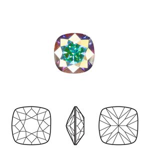 Fancy stone 72pk crystal AB foil back, Swarovski® 12mm cushion 4470