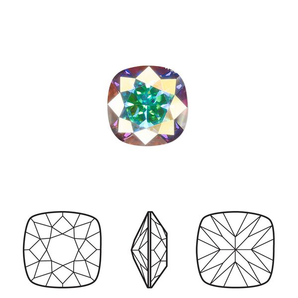 Fancy stone 72pk crystal AB foil back, Swarovski® 12mm cushion 4470 image number 0