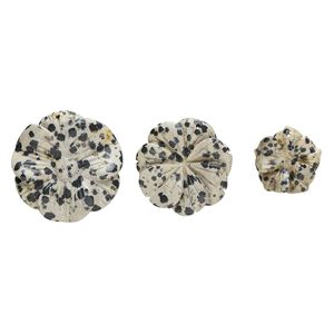 Dalmatian jasper 1pkg3, top-drilled carved flower drop natural mix 24x23mm-40x39mm