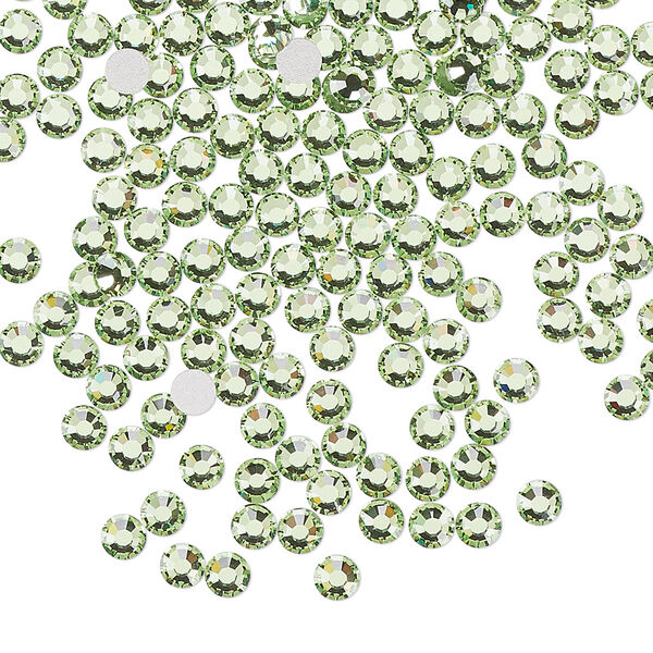 Flat back, Dance With Me™ crystal rhinestone, peridot, foil back, 3-3.2mm rose, SS12. Sold per pkg of 144 (1 gross). image number 0