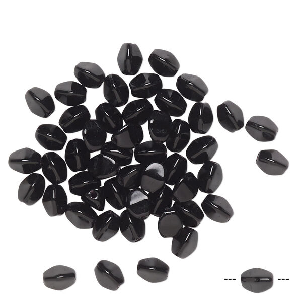 Bead, Preciosa, Czech pressed glass, opaque jet, 5x4mm buckwheat. Sold per pkg of 50. image number 0