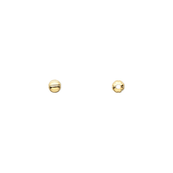 Bead, gold-plated brass, 3mm corrugated round. Sold per pkg of 100. image number 0