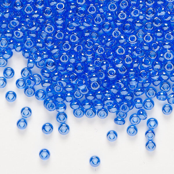 Seed bead, Preciosa Ornela Czech glass, pkg/50g, #8 rocaille, translucent luster light blue, (36050). image number 0
