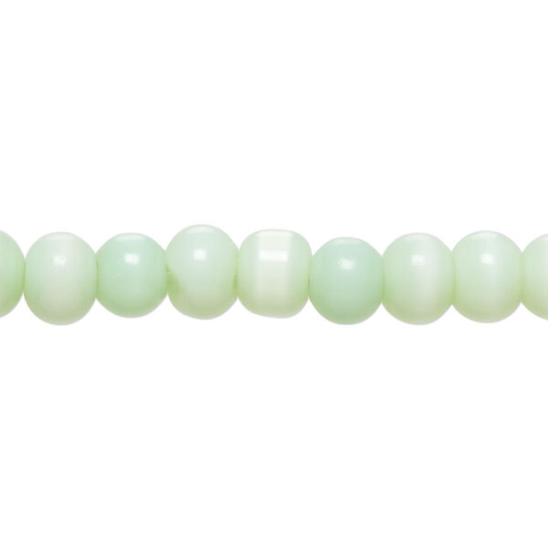 Bead, cat's eye glass (fiber optic glass), mint green, 7x5mm-8x6mm rondelle. Sold per 14-inch strand, approximately 65 beads. image number 0