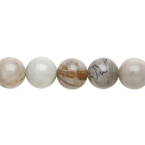Picasso "jasper" 1pkg1, round bead natural 15.5-16 inch 10mm