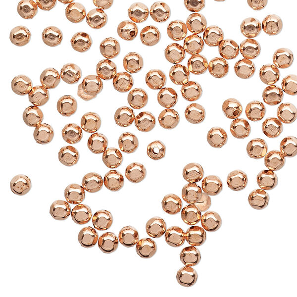 Bead, copper, 3x2.5mm hexagon. Sold per pkg of 100. image number 0