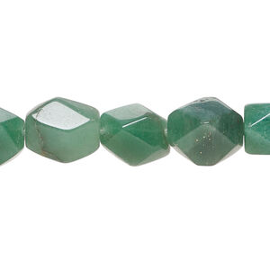 Green aventurine 1pkg1, faceted nugget bead natural, 15 inch small