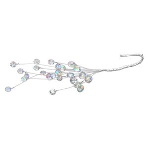 Wire pick, Victoria Lynn™, steel and plastic rhinestone, clear AB, 7 inches with 8-10mm round chaton. Sold individually.