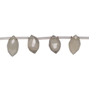 Grey moonstone 1pkg19, hand-cut top-drilled faceted puffed marquise bead natural 7x4mm-10x6mm