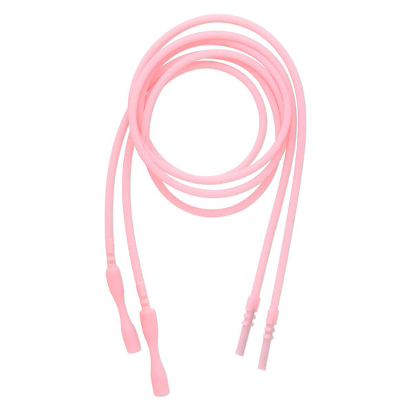Necklace cord, silicone, opaque pink, 2.2-2.5mm wide, 18 inches with snap closure. Sold per pkg of 4. image number 0