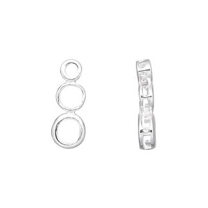 Pendant, slide, sterling silver, 18.5x7mm rounds with smooth edge, 3, 5 and 6mm round settings. Sold individually.