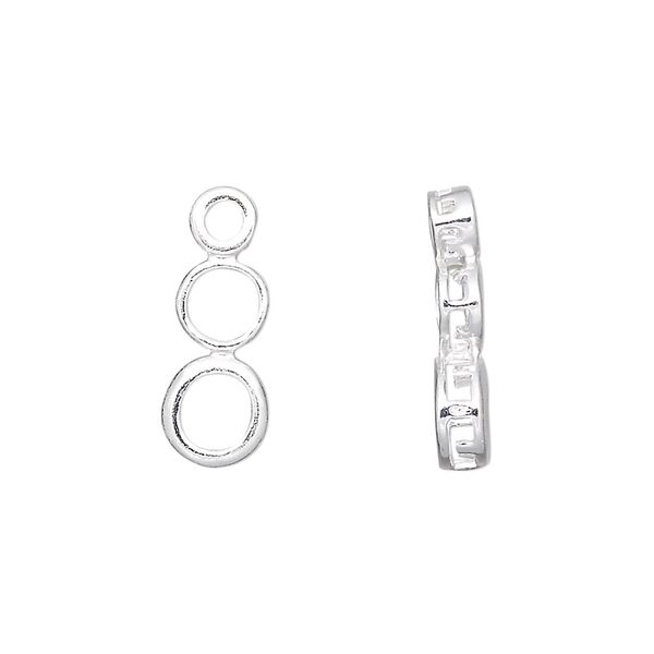 Pendant, slide, sterling silver, 18.5x7mm rounds with smooth edge, 3, 5 and 6mm round settings. Sold individually. image number 0