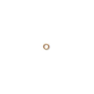 Jump ring, gold-plated brass, 3mm round, 1.7mm inside diameter, 22 gauge. Sold per pkg of 100.