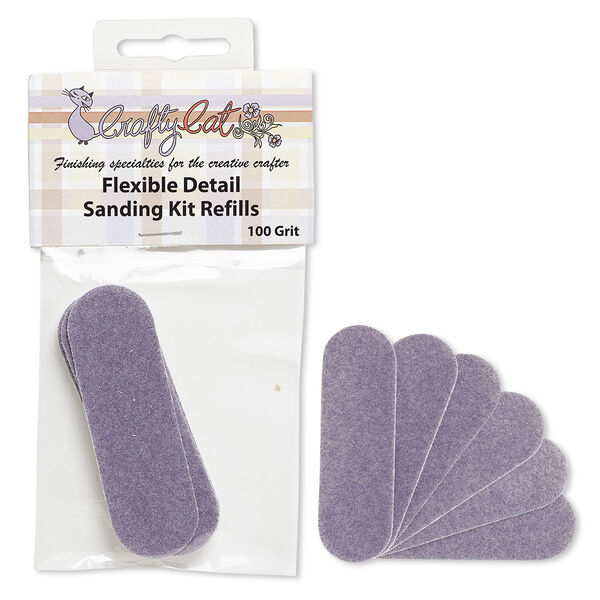 Sanding pad, abrasive and foam, dark purple, 100 grit, 3x1-inch oval. Sold per pkg of 6. image number 0