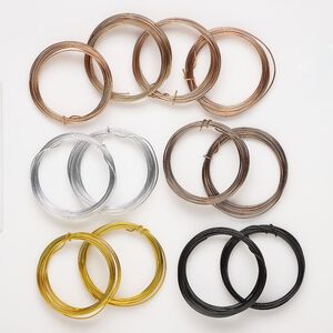 Wire assortment, anodized aluminum, assorted colors, round, 18 gauge. Sold per pkg of (12) 9-foot sections.