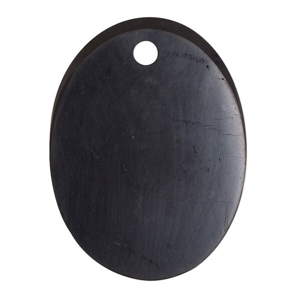 Focal, shungite (natural), 35x25mm-40x30mm flat oval, B grade, Mohs hardness 3-1/2 to 4. Sold individually. image number 0
