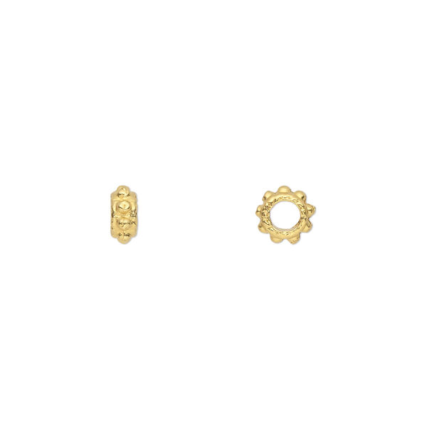 Bead, gold-finished "pewter" (zinc-based alloy), 6x2mm rondelle. Sold per pkg of 100. image number 0