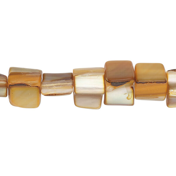 Mother-of-pearl shell 1pkg1, triangle tube bead 14 inch golden orange 7x6mm-13x9mm image number 0
