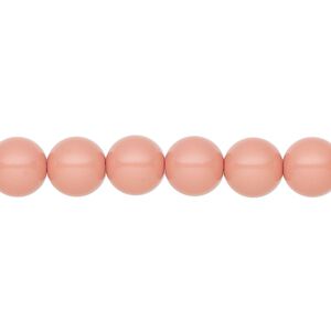 Pearl 25pk salmon rose, Preciosa Czech crystal 8mm round
