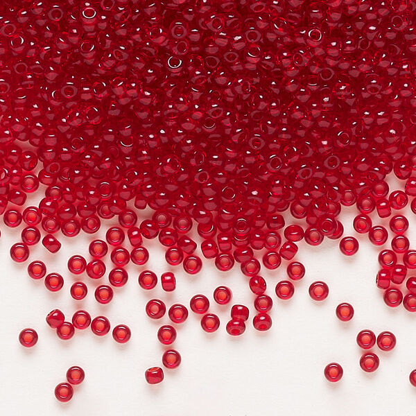 Seed bead, Preciosa Ornela Czech glass, pkg/50g, #11 rocaille, transparent ruby, (90090). image number 0