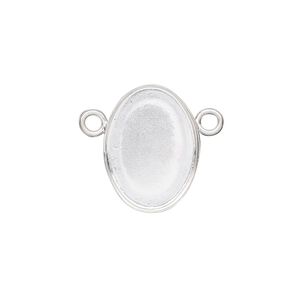 Connector, Almost Instant Jewelry®, fine silver, 19x14mm closed-back oval with 18x13mm oval bezel setting. Sold individually.