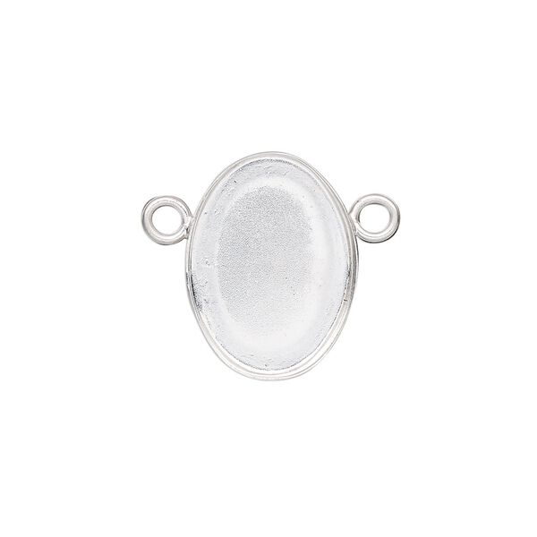 Connector, Almost Instant Jewelry®, fine silver, 19x14mm closed-back oval with 18x13mm oval bezel setting. Sold individually. image number 0