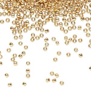 Seed bead, TOHO BEADS®, glass, pkg/7.5g, #11 round, opaque galvanized PermaFinish rose gold (TR-11-PF551).