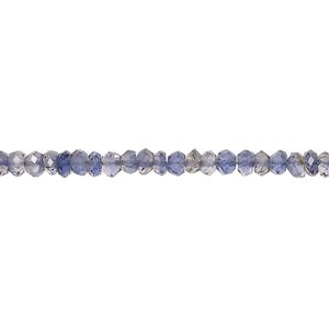 Iolite 1pkg1, hand-cut faceted rondelle / saucer bead natural 13 inch 4x1mm-4x2mm