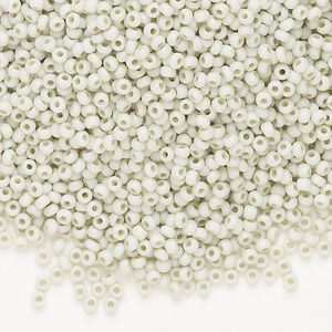 Seed bead, Preciosa Ornela Czech glass, 1pkg500g, 2.0-2.2mm rocaille, opaque matte terra dyed white sage chalkwhite (06451)