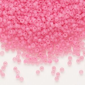 Seed bead, Dyna-Mites™, glass, pkg/40g, #11 round, translucent inside dyed color matte dusty rose, (208MA 11/0 RR).