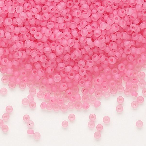 Seed bead, Dyna-Mites™, glass, pkg/40g, #11 round, translucent inside dyed color matte dusty rose, (208MA 11/0 RR). image number 0