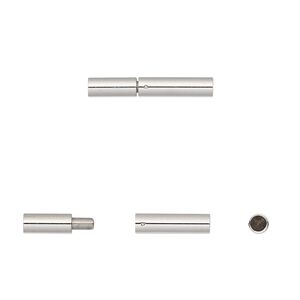 Clasp slide lock 1pkg1, 18x3mm round tube / fits 2mm cord, stainless steel 1-strand