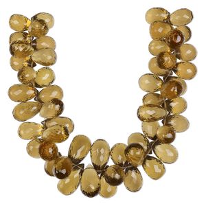 Golden quartz 1pkg1, hand-cut top-drilled faceted teardrop bead 7 inch graduated 12x8mm-19x10mm