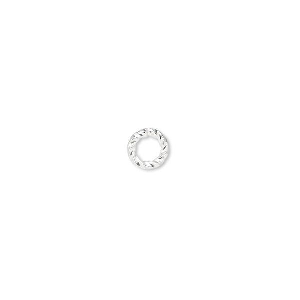 Jump ring, silver-plated brass, 6mm twisted round, 3.6mm inside diameter, 16 gauge. Sold per pkg of 500. image number 0
